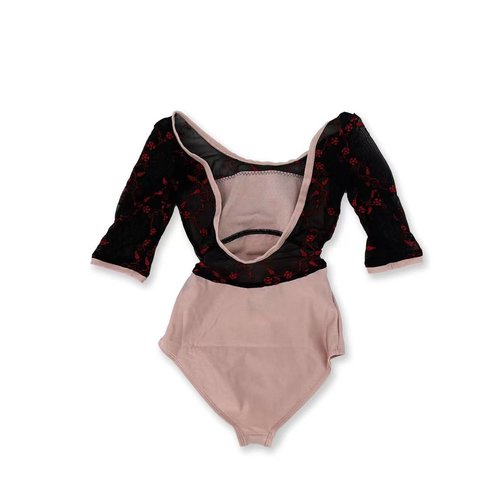 Girls Pink Embroidered Ballet Onesies