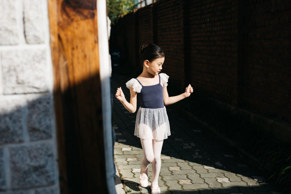 Girls Navy Ballet Onesies Set