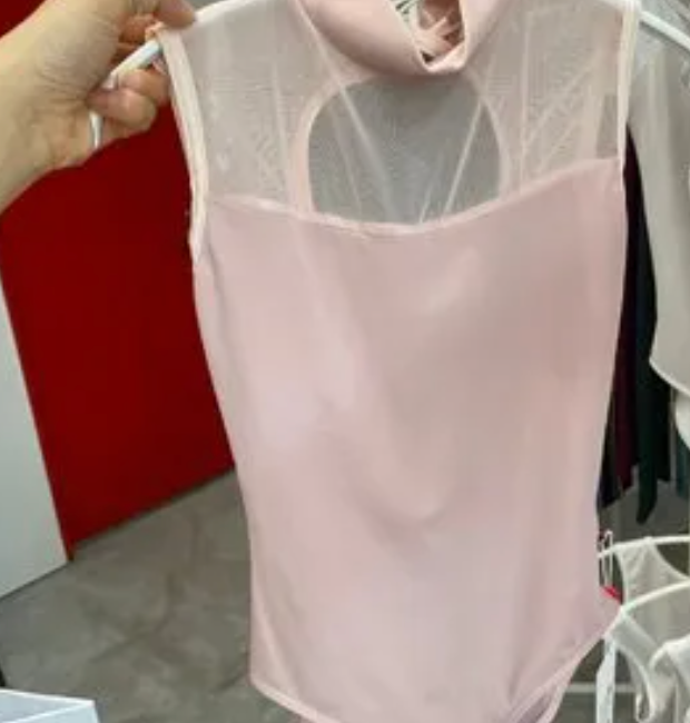 Women Light Pink "Camila-Mesh/T-Petal/N-Antique/Mesh-Blush" Ballet Onesies