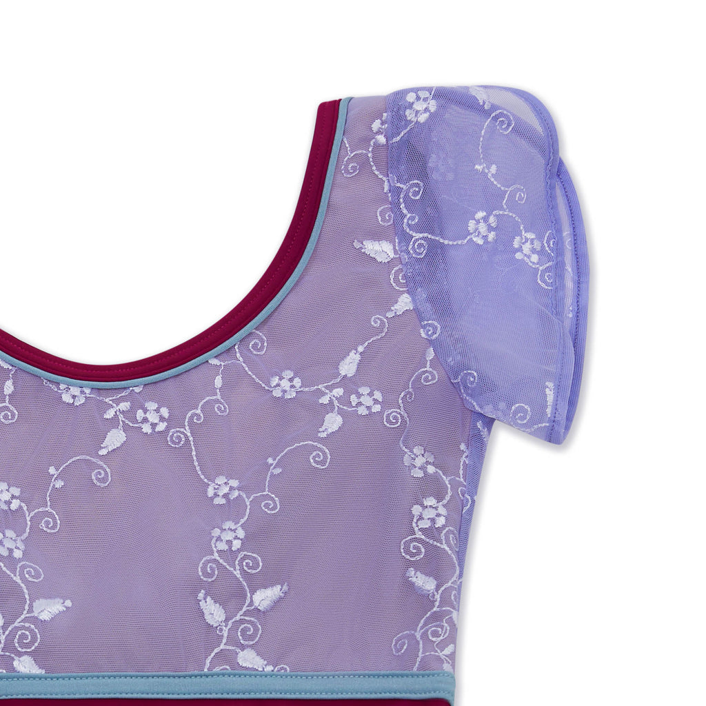 Girls Lilac Embroidered Ballet Onesies