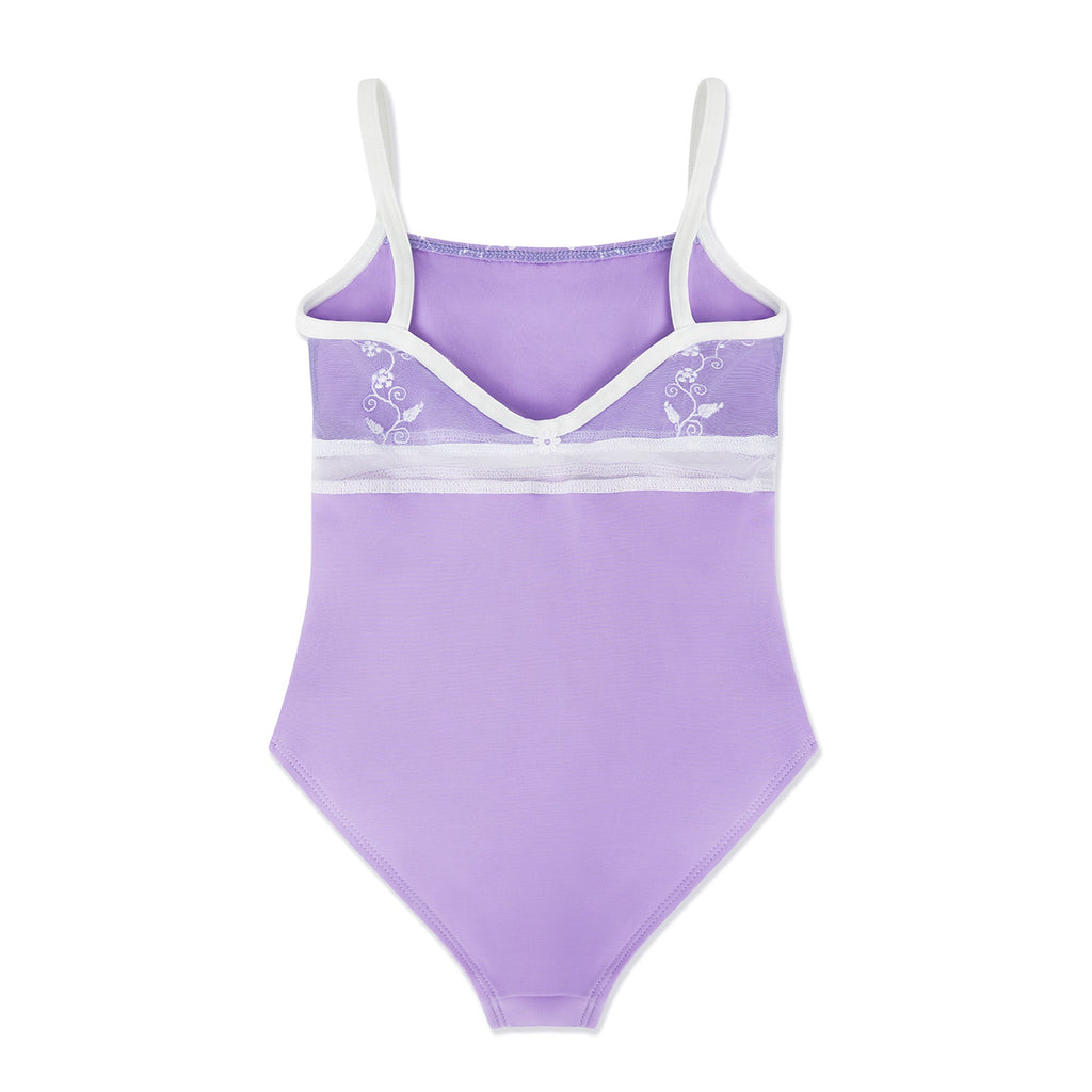 Girls Purple Embroidered Ballet Onesies