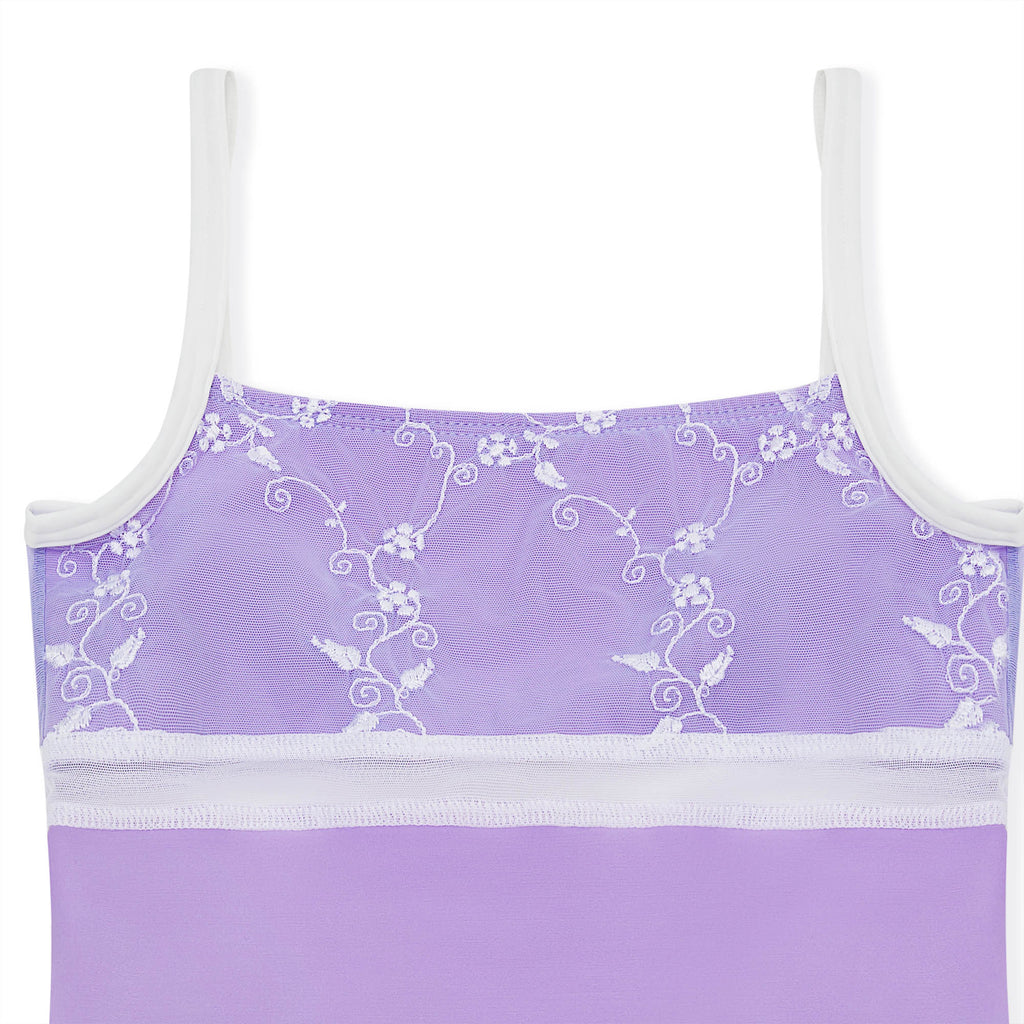 Girls Purple Embroidered Ballet Onesies