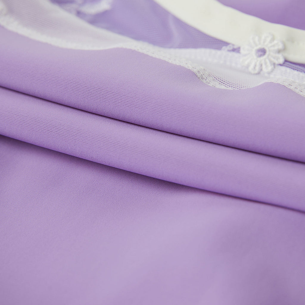 Girls Purple Embroidered Ballet Onesies