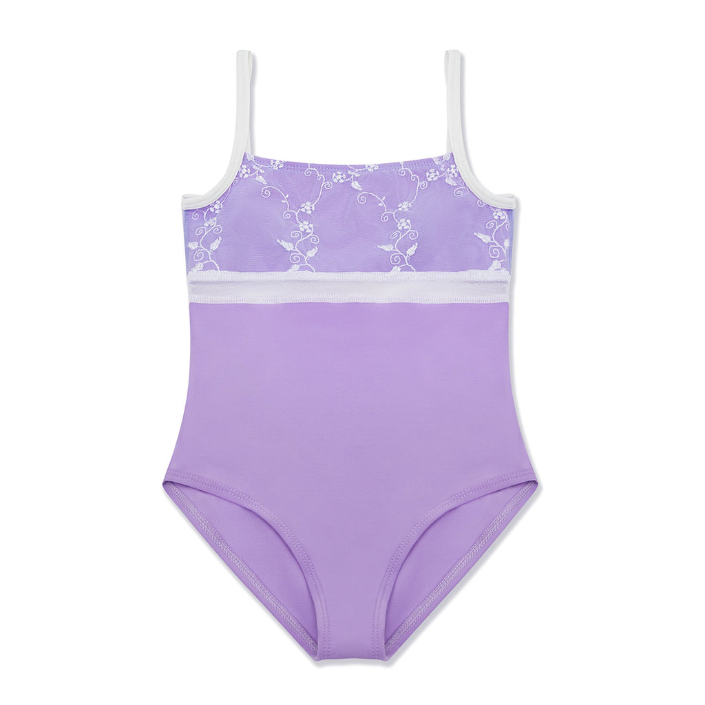 Girls Purple Embroidered Ballet Onesies