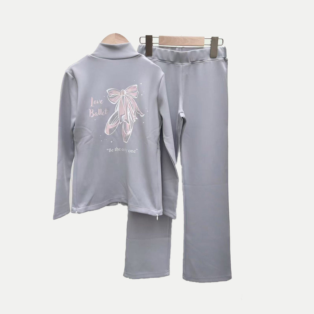 Girls Light Grey Ballet Set(op200-B3-Back&Chest/Light Gray)