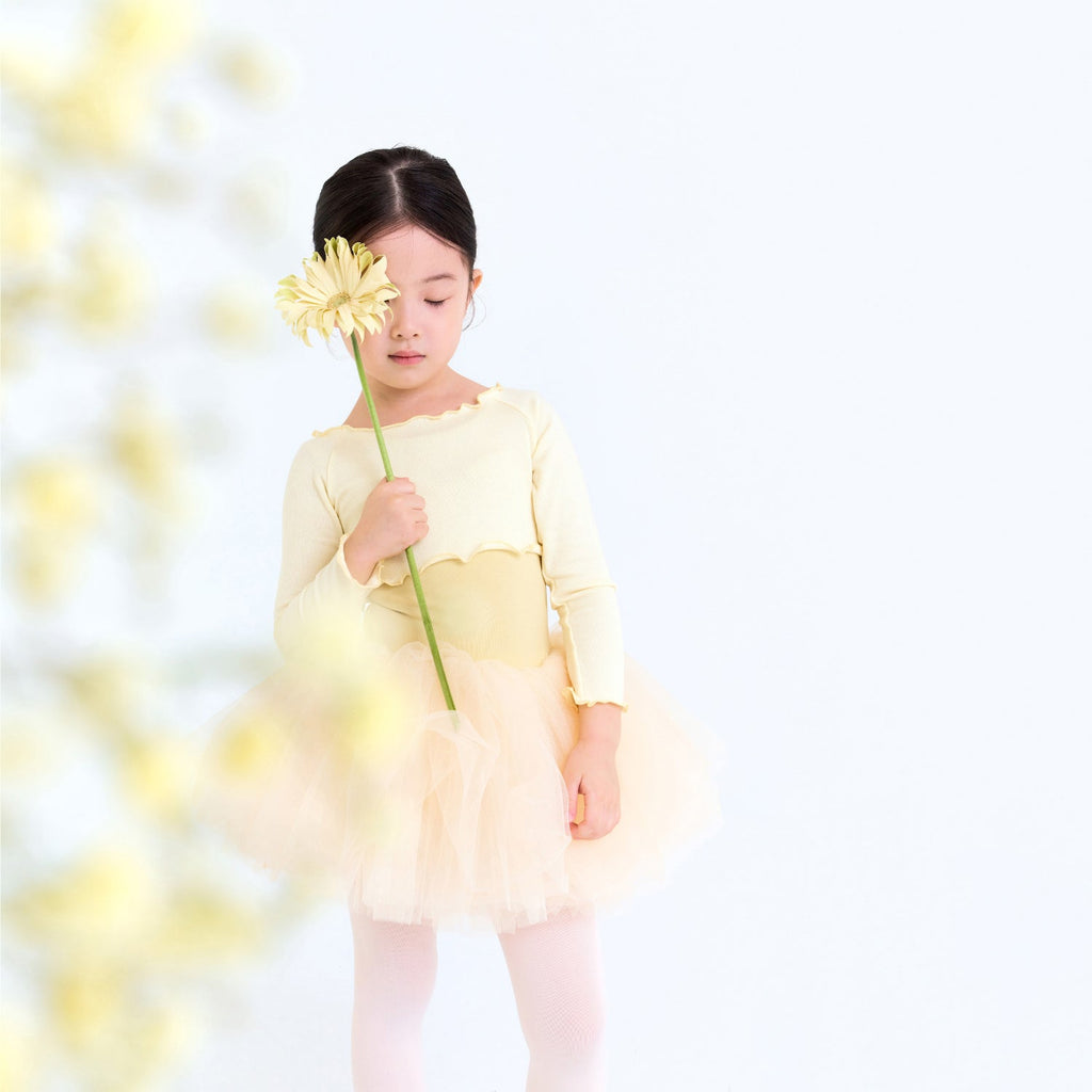 Girls Yellow Crop Ballet T-Shirt