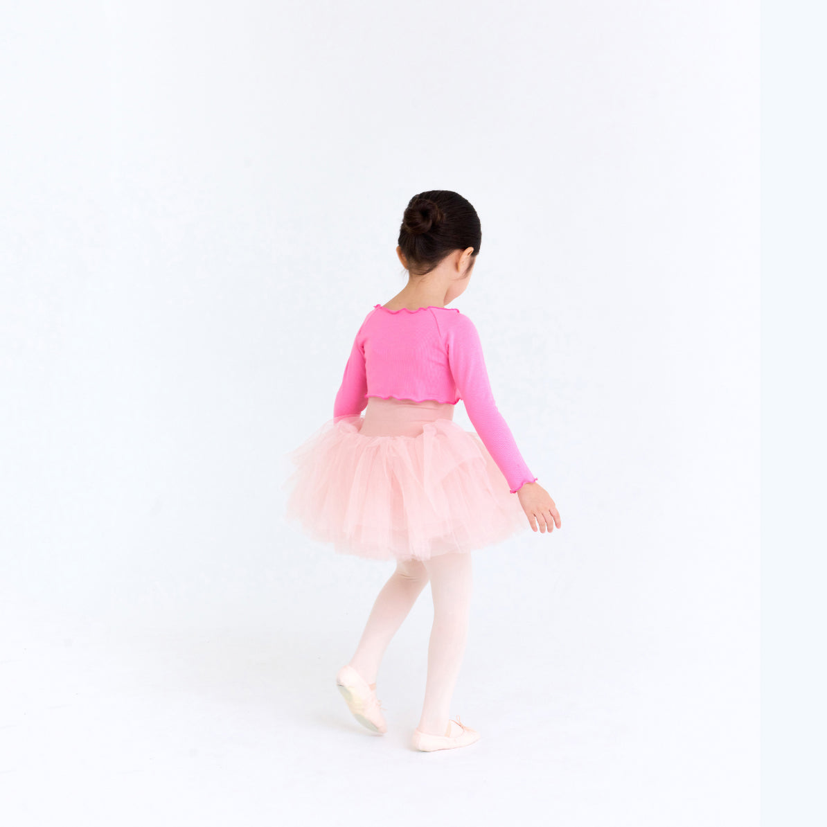 Girls Pink Crop Ballet T-Shirt