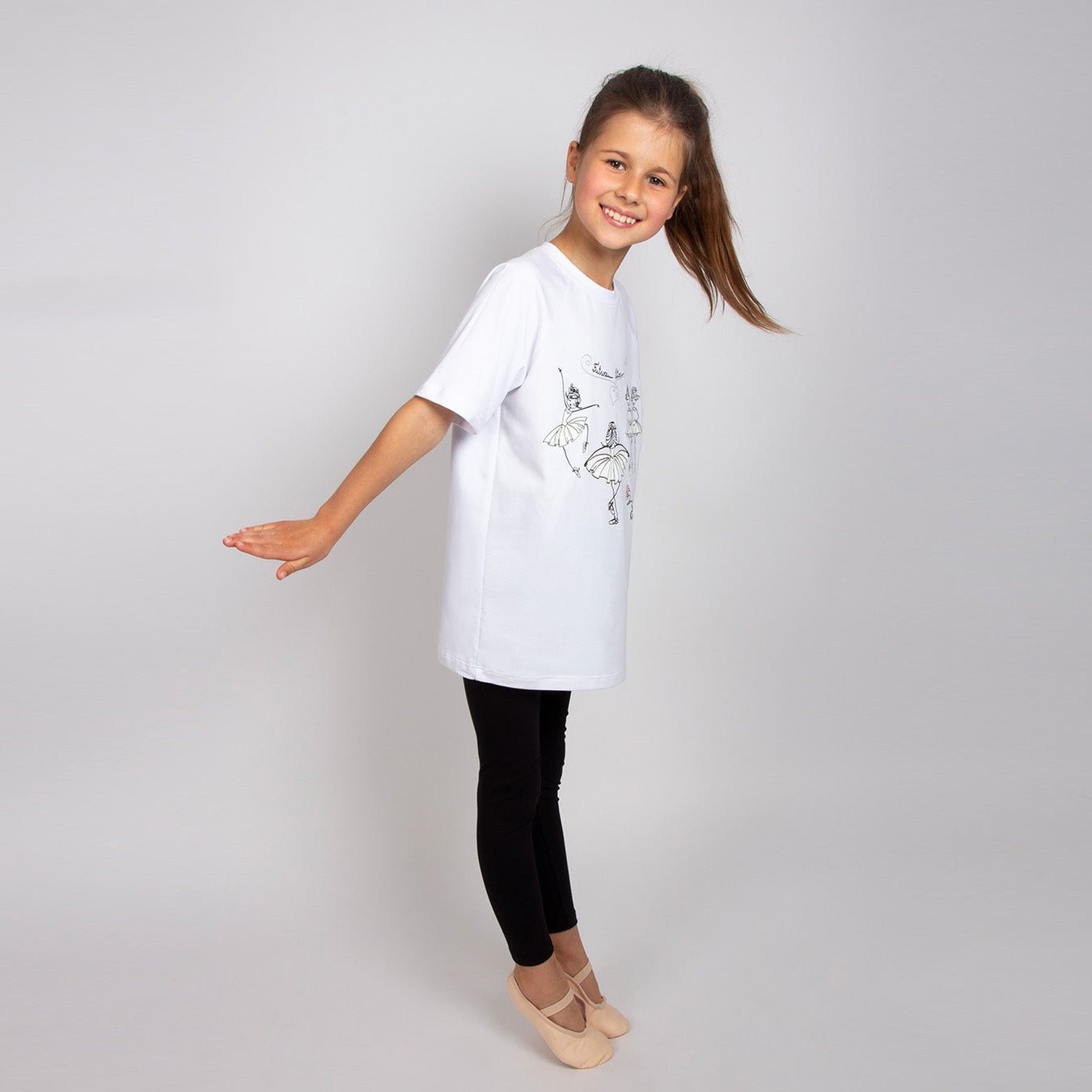 Girls White Cotton T-Shirt