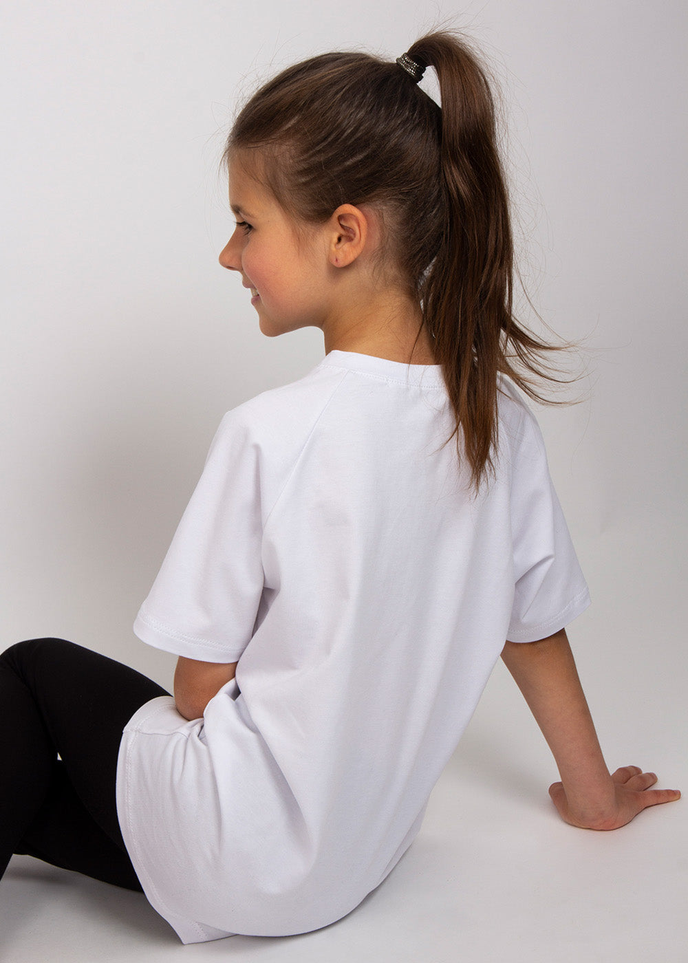 Girls White Cotton T-Shirt