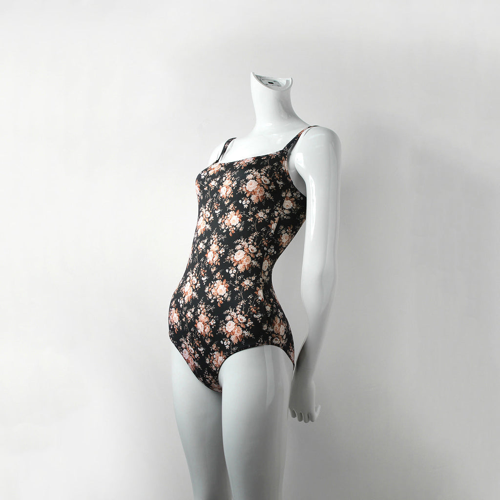 Girls Black Floral Ballet Onesies