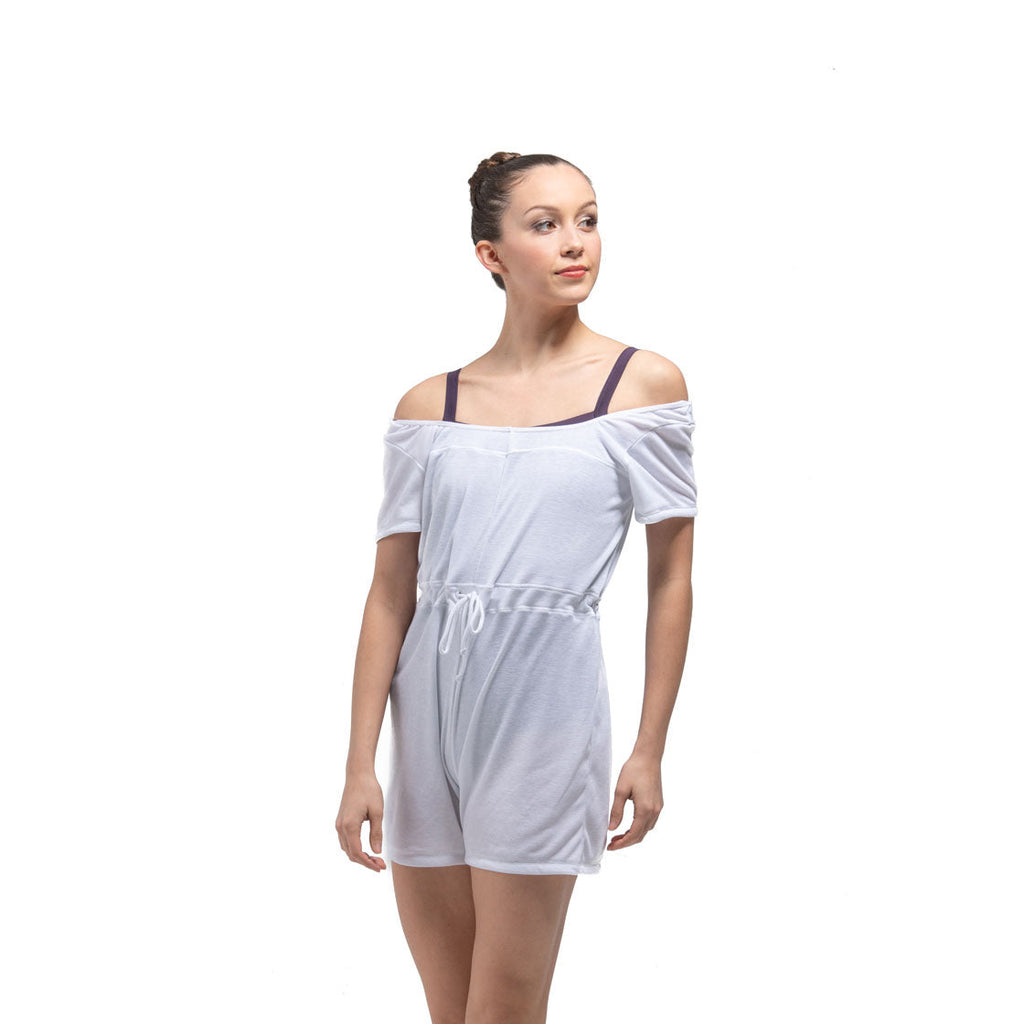 Girls White Ballet Jumpsuit(Anice/02 Blanc)