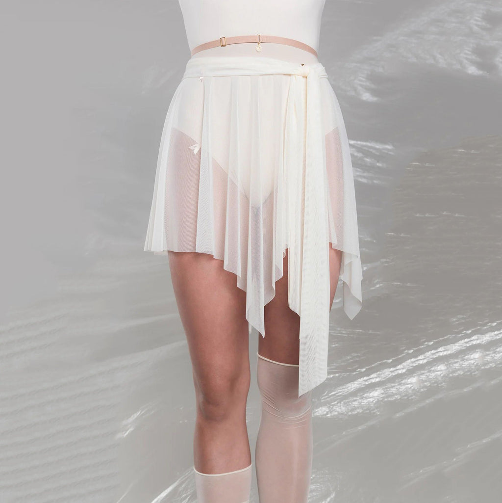Women White "BOW" Ballet Skirt(251SK62FT/edelweiss)