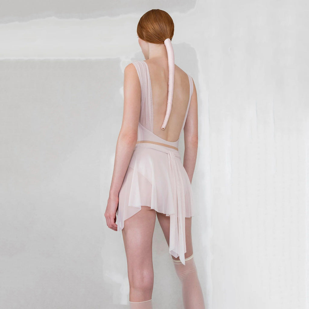 Women Pearl Blush "BOW" Ballet Skirt(251SK62FT/pearl blush)