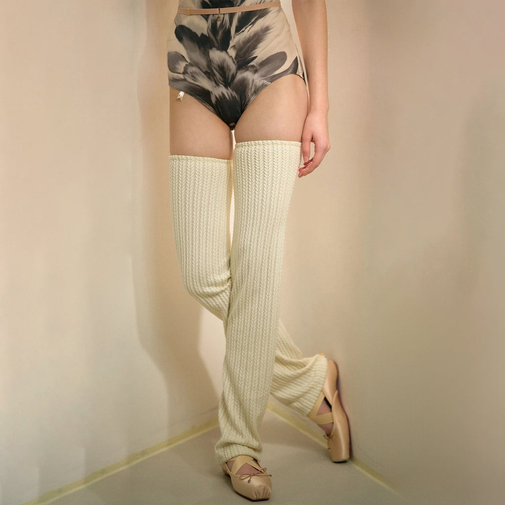 Women White "BUTTERZOPF" Ballet Leg Warmers(242WO02JB/marshmallow)