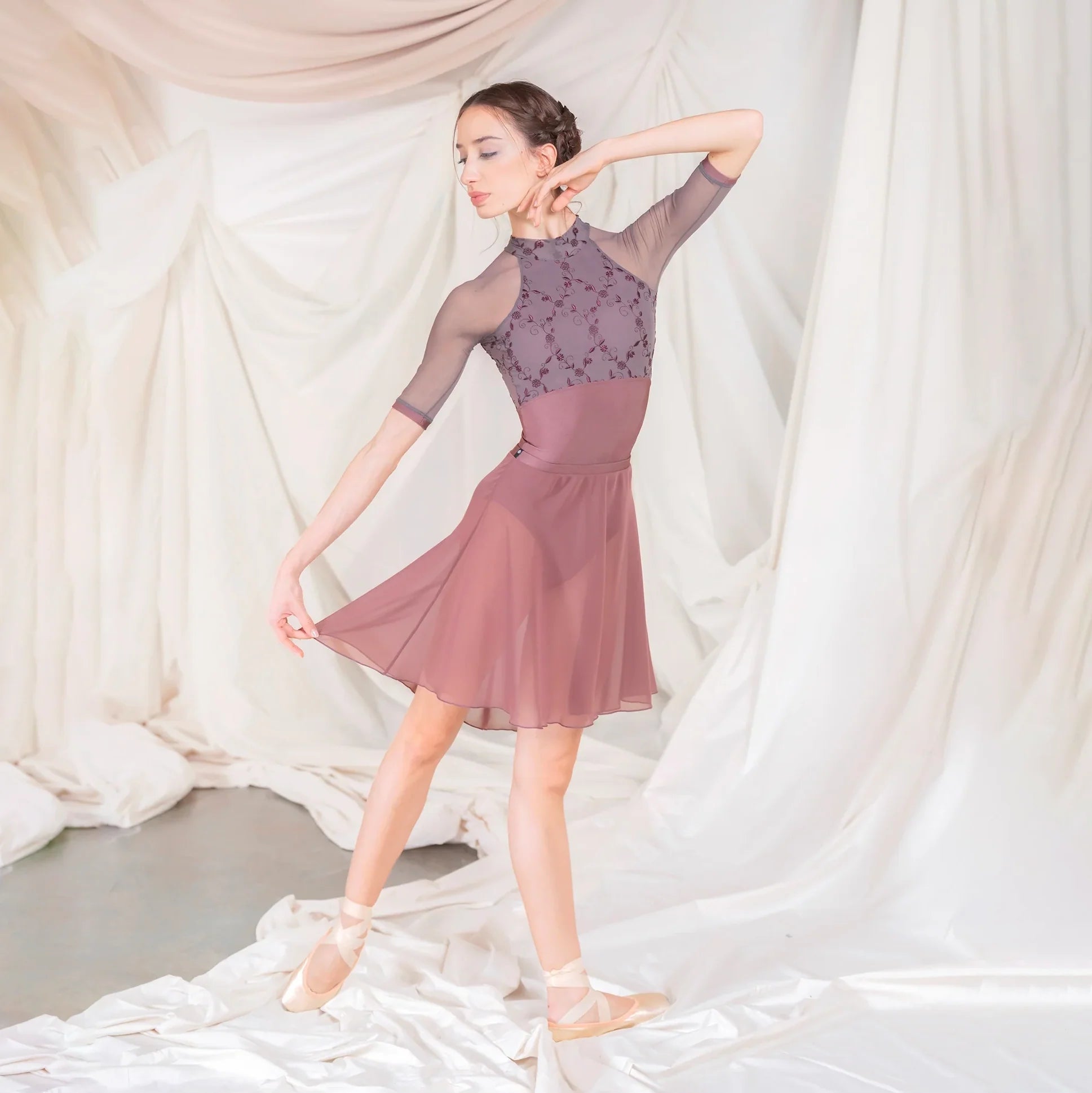 Women Pink "SOGNO" Ballet Skirt(CA26009-8/G65)