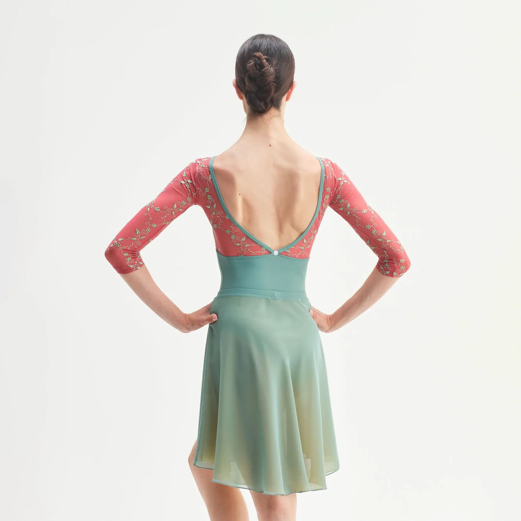 Women Sage & Yellow "SOGNO" Reversible Ballet Skirt(CA26026-2/G16+G49+L16)