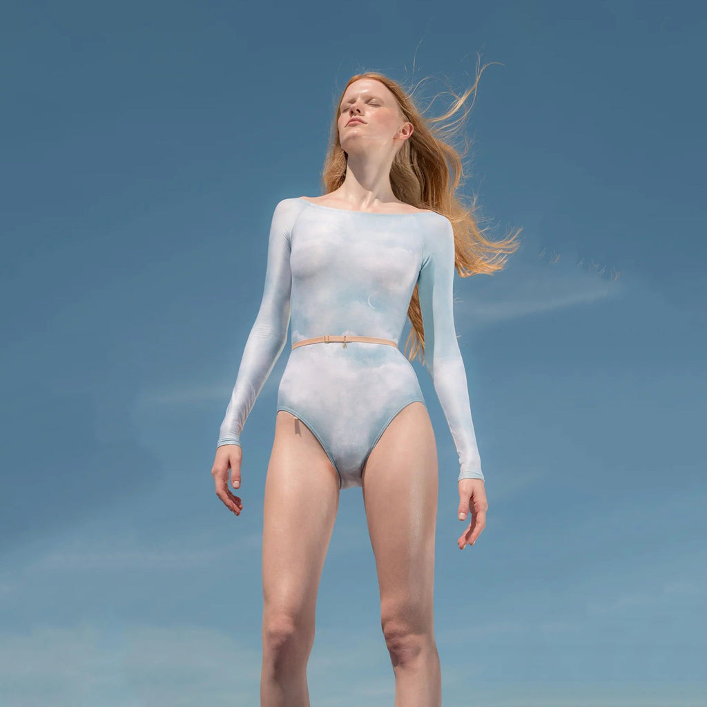 Women Sky Blue "CLOUDY" Long Sleeves Ballet Onesies(181LE20VL/sky blue)