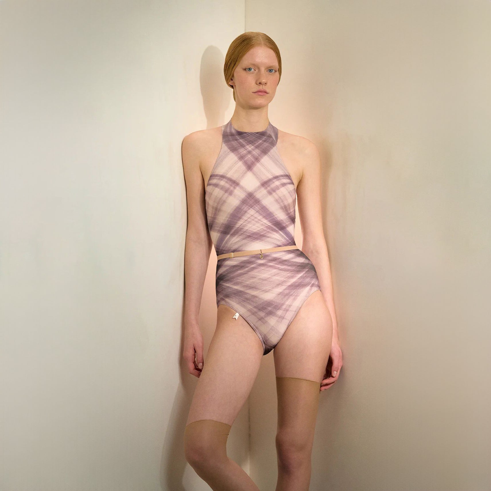 Women Indigo Check "TULLE PLIÉ" Ballet Onesies(201LE20VL/indigo)