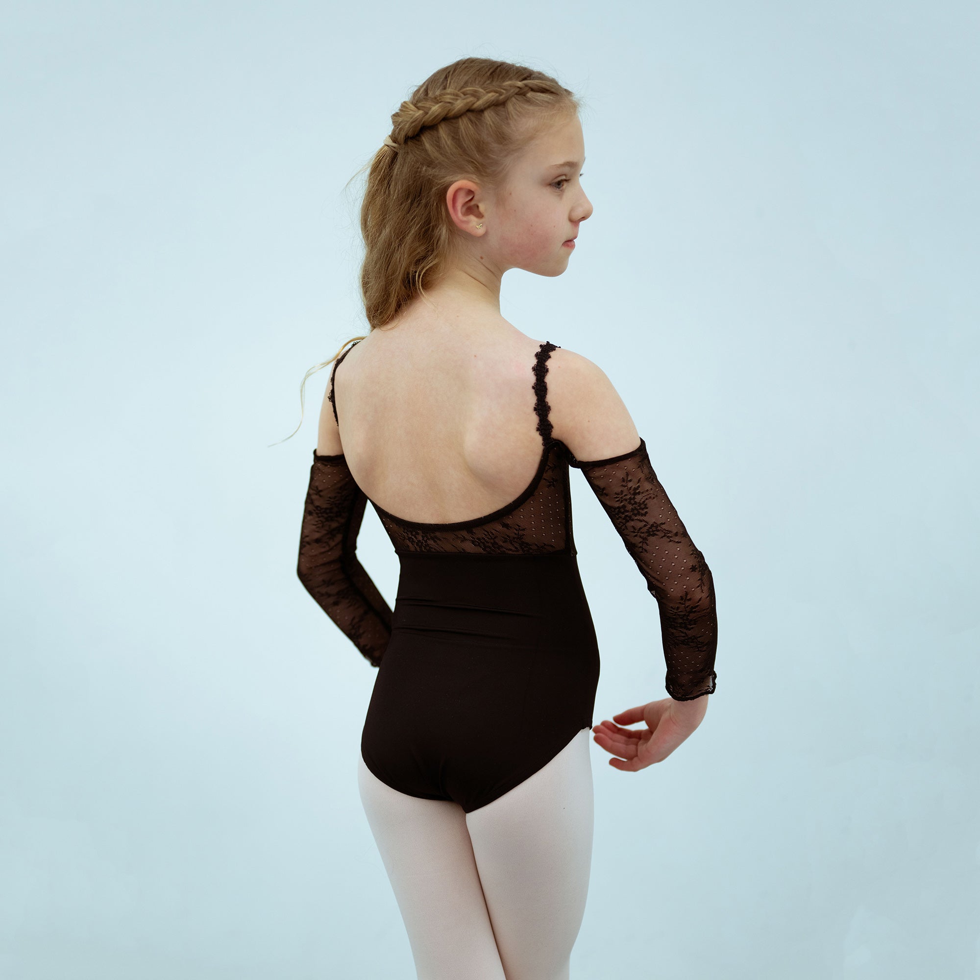 Girls Black Off-shoulder Ballet Onesies(2236/Black)