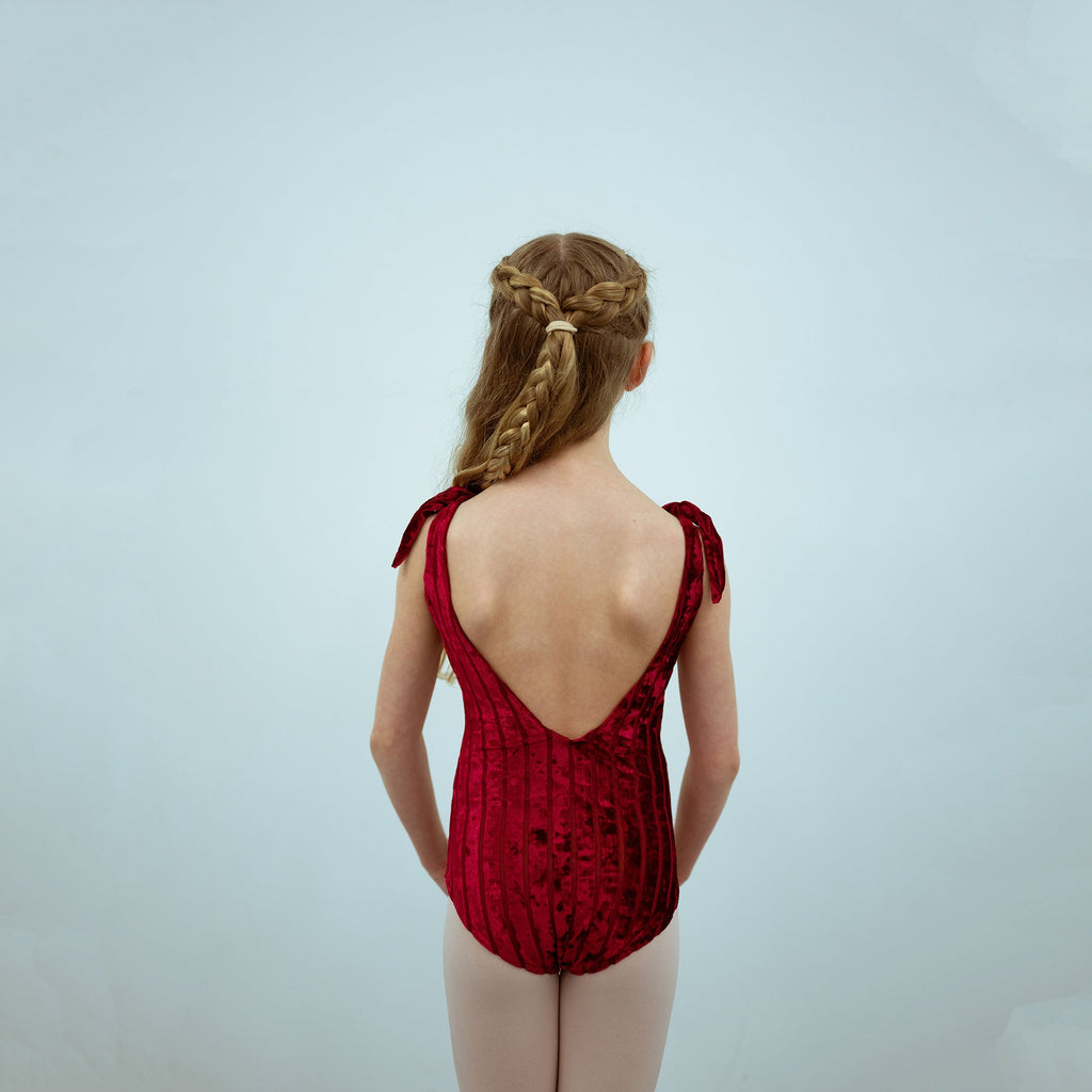 Girls Red Velvet Ballet Onesies(1727/Red)