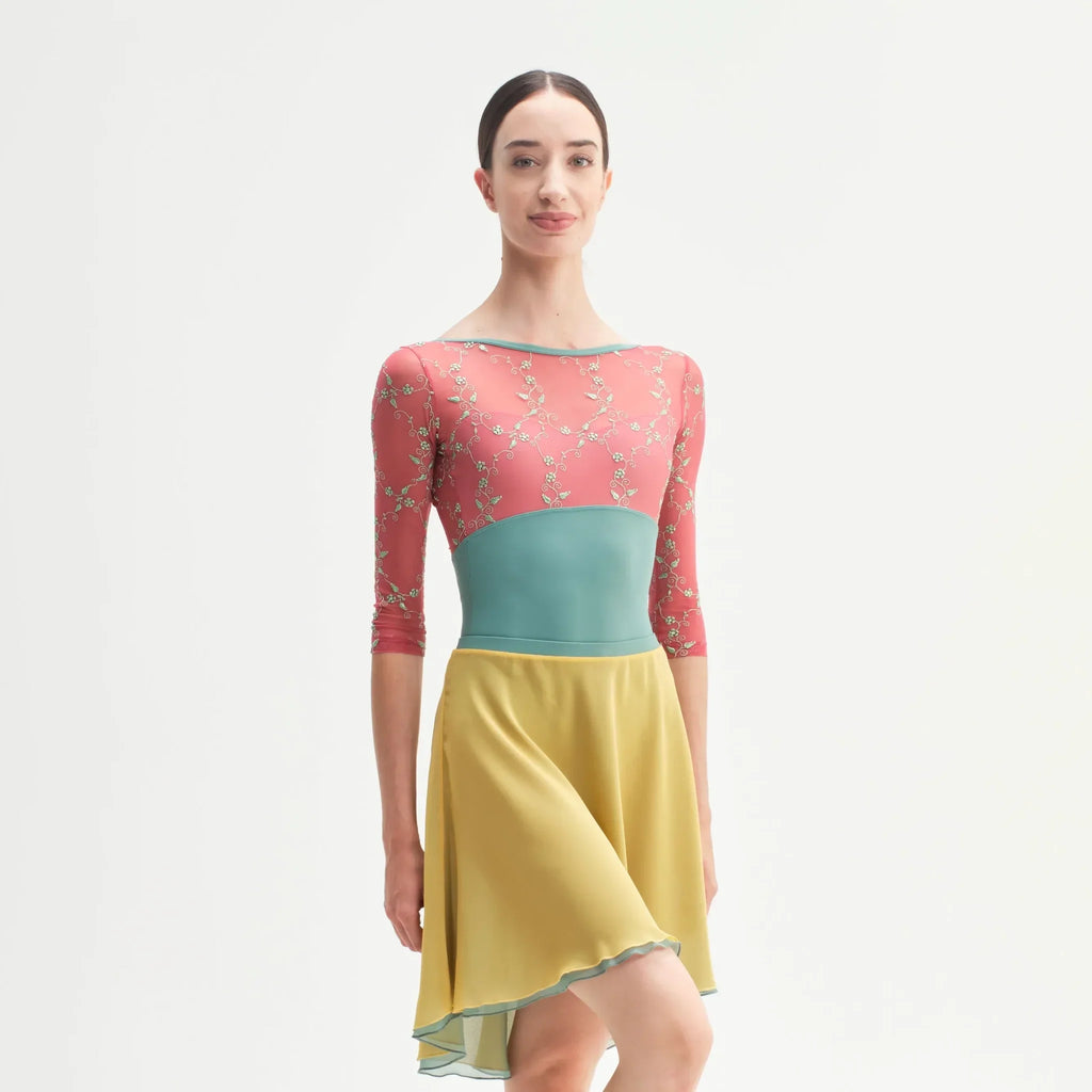 Women Sage & Yellow "SOGNO" Reversible Ballet Skirt(CA26026-2/G16+G49+L16)