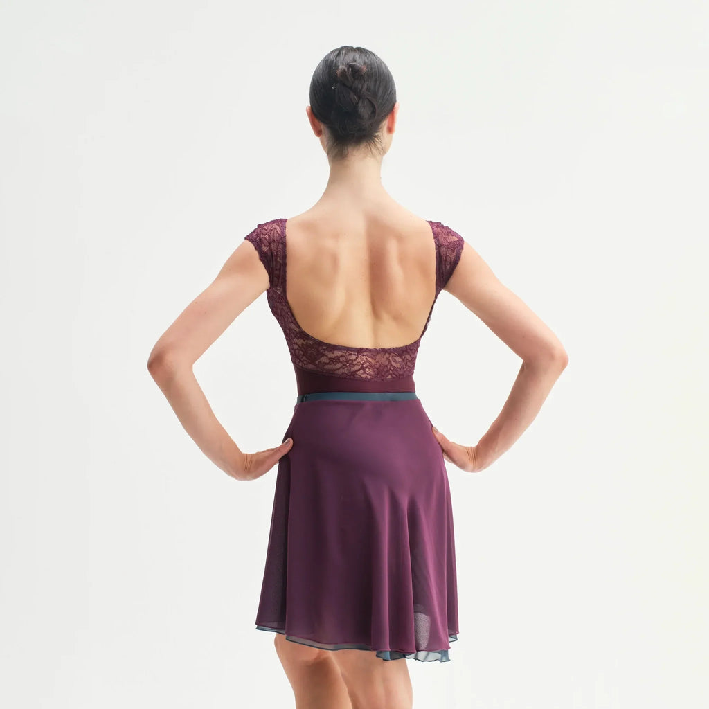 Women Blue & Wine Red "SOGNO" Reversible Ballet Skirt(CA26026-1/G14+G18+L14)