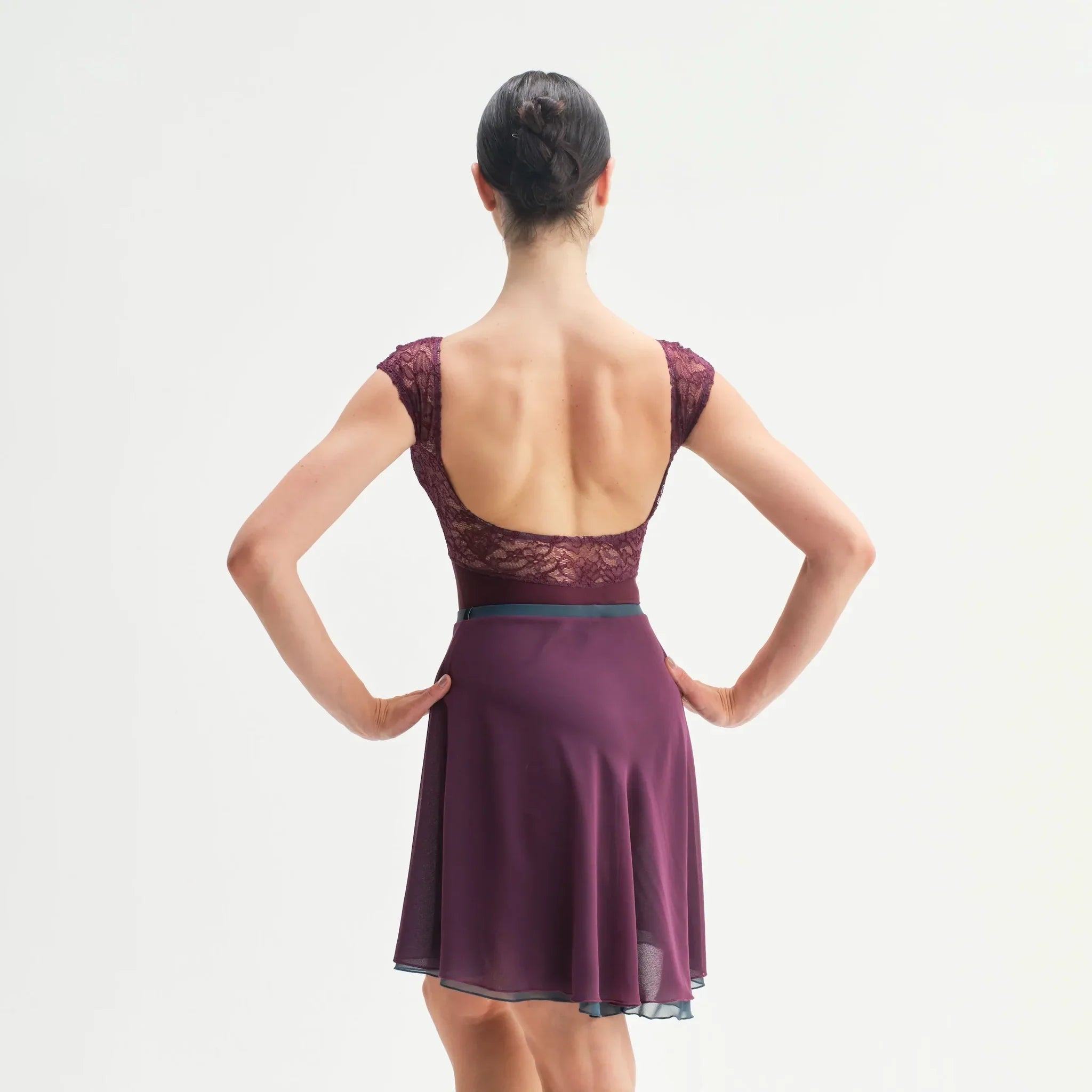 Women Blue & Wine Red "SOGNO" Reversible Ballet Skirt(CA26026-1/G14+G18+L14)