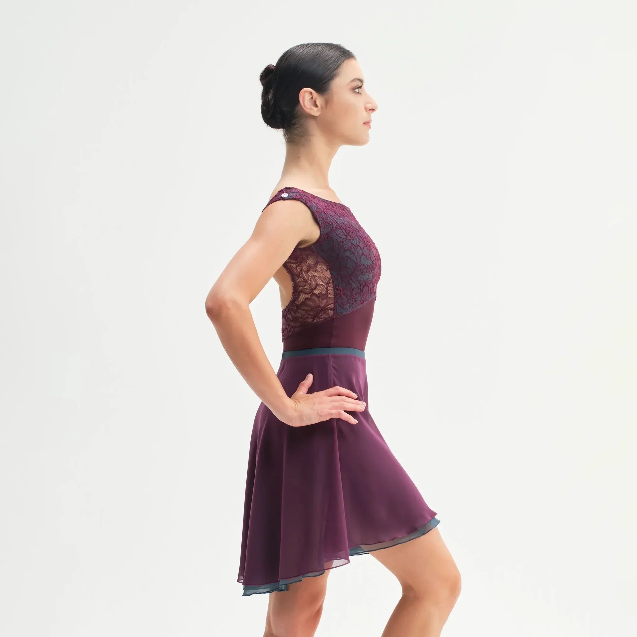 Women Blue & Wine Red "SOGNO" Reversible Ballet Skirt(CA26026-1/G14+G18+L14)