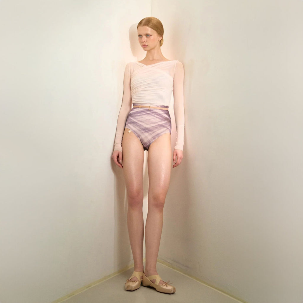 Women Pearl Blush "ÉTOILE HOSIERY" Ballet Wrap Crop Top(251CT70NX/pearl blush)