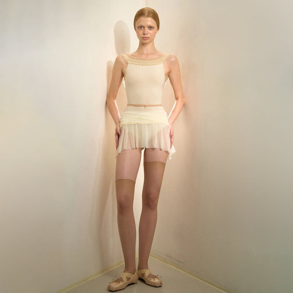 Women White "GRÈS" Ballet Tulle Skirt(253SK63DO/edelweiss)