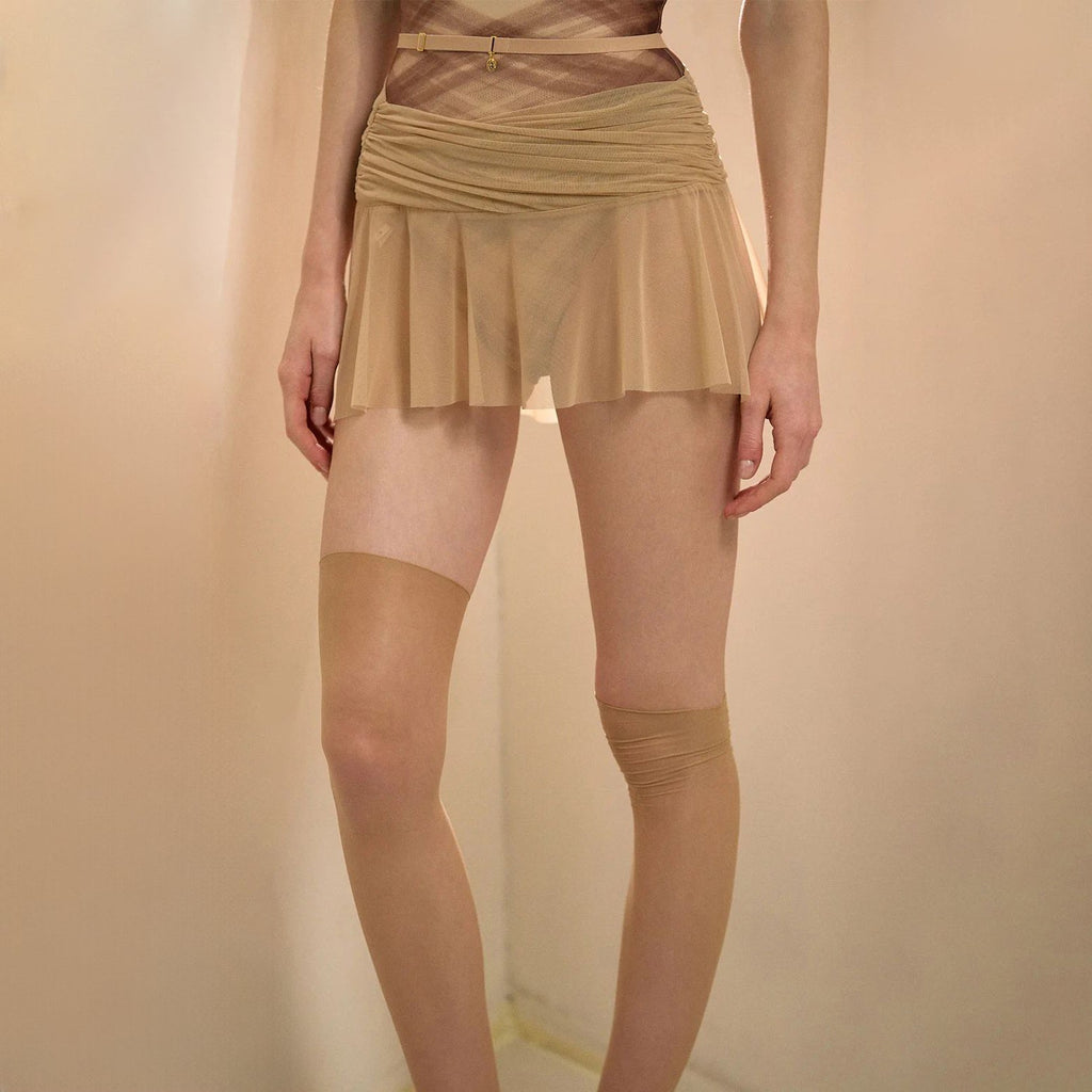 Women Beige "GRÈS" Ballet Tulle Skirt(253SK63DO/latte)
