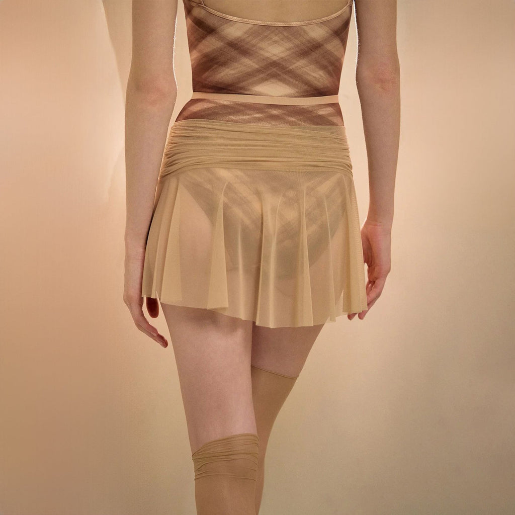 Women Beige "GRÈS" Ballet Tulle Skirt(253SK63DO/latte)
