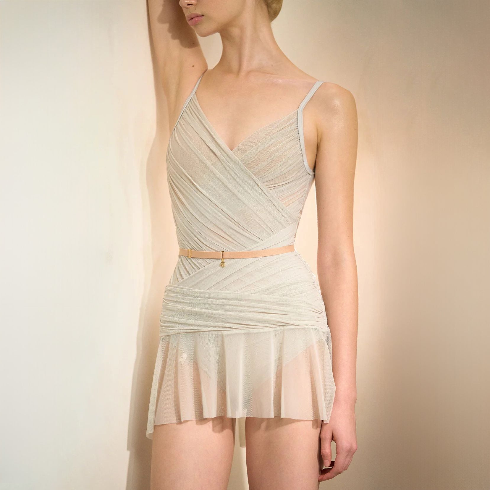 Women Pearl Sage "GRÈS" Ballet Tulle Skirt(253SK63DO/pearl sage)