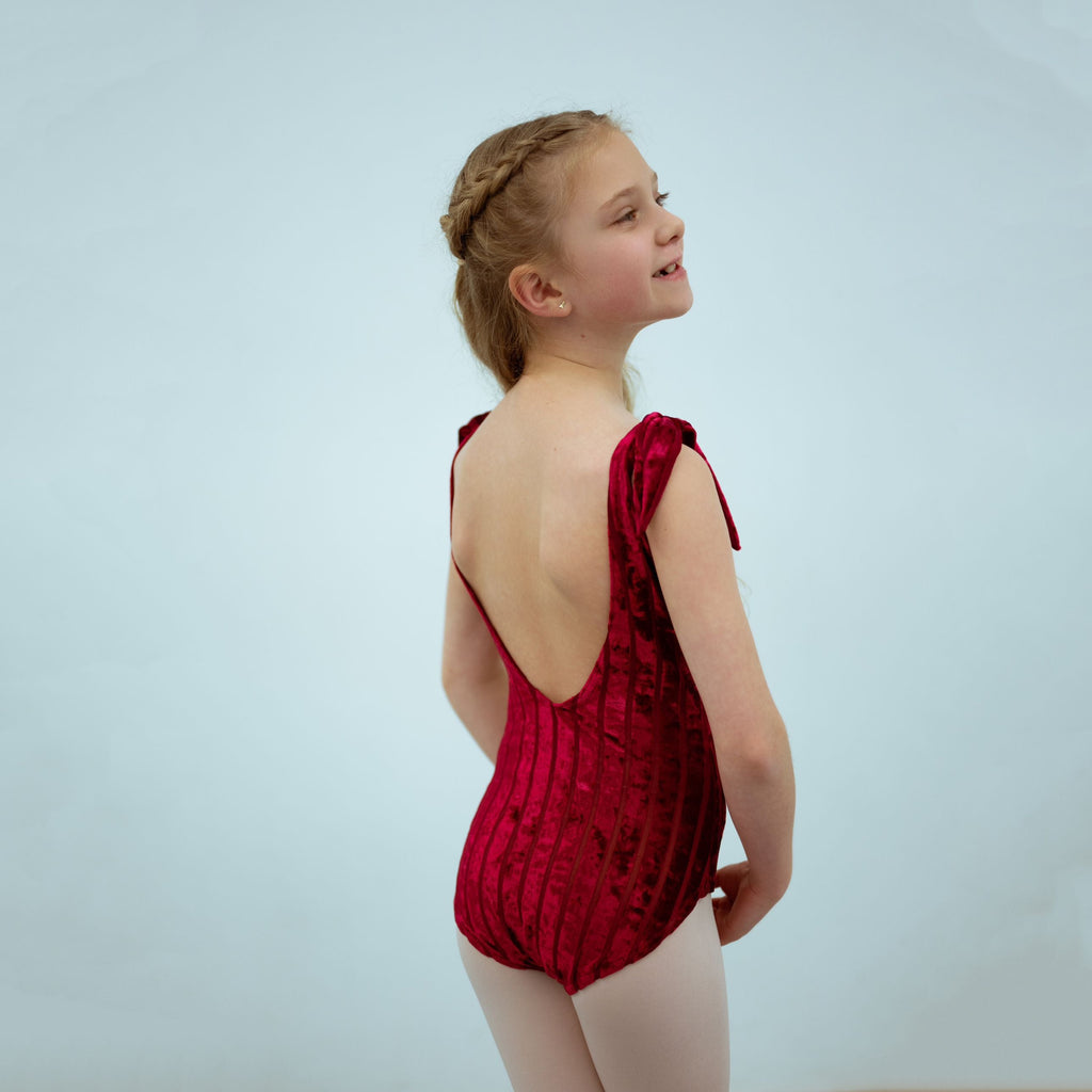 Girls Red Velvet Ballet Onesies(1727/Red)