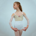 Girls White Off-shoulder Ballet Onesies(2236/White)