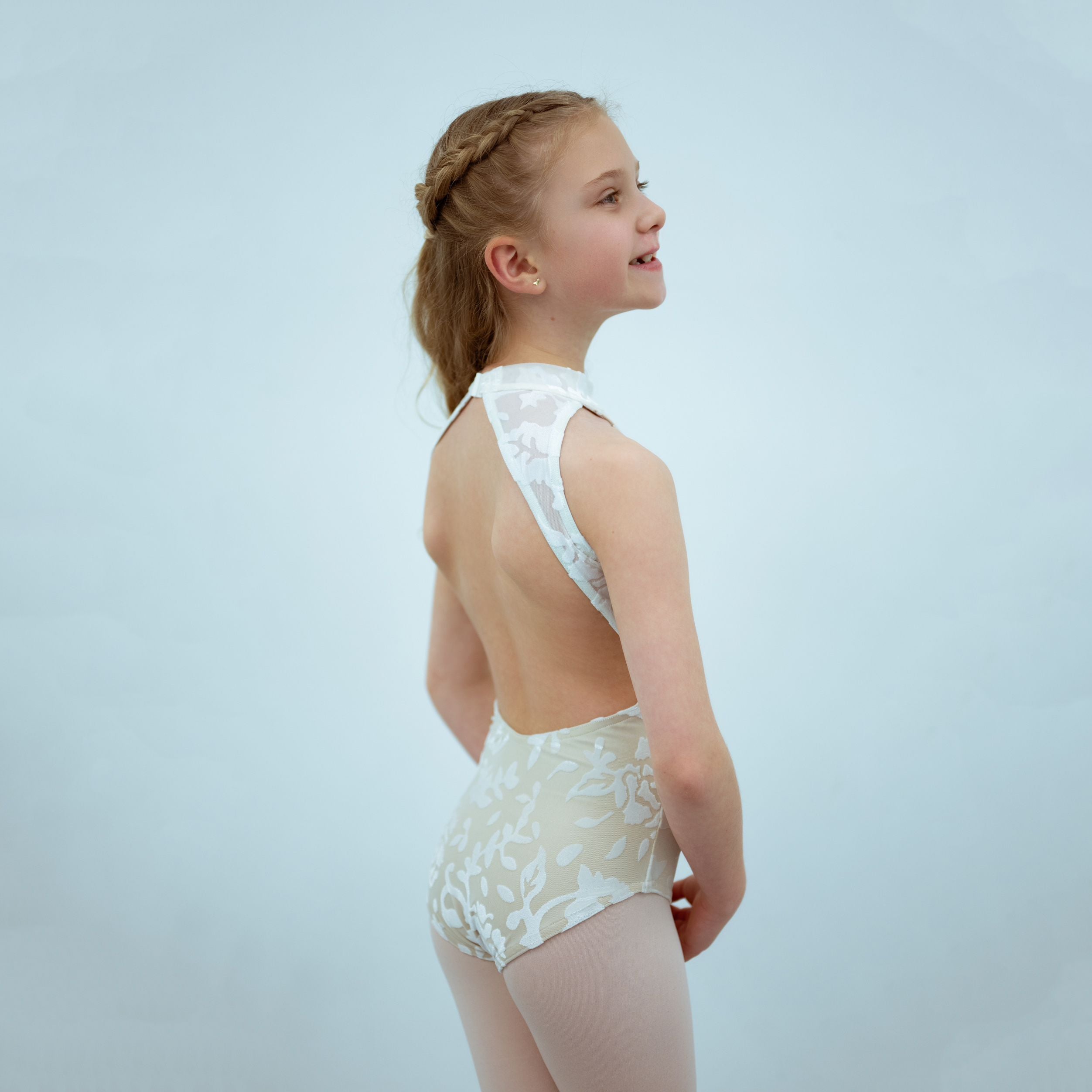 Girls White Velvet Ballet Onesies(T1517/White)