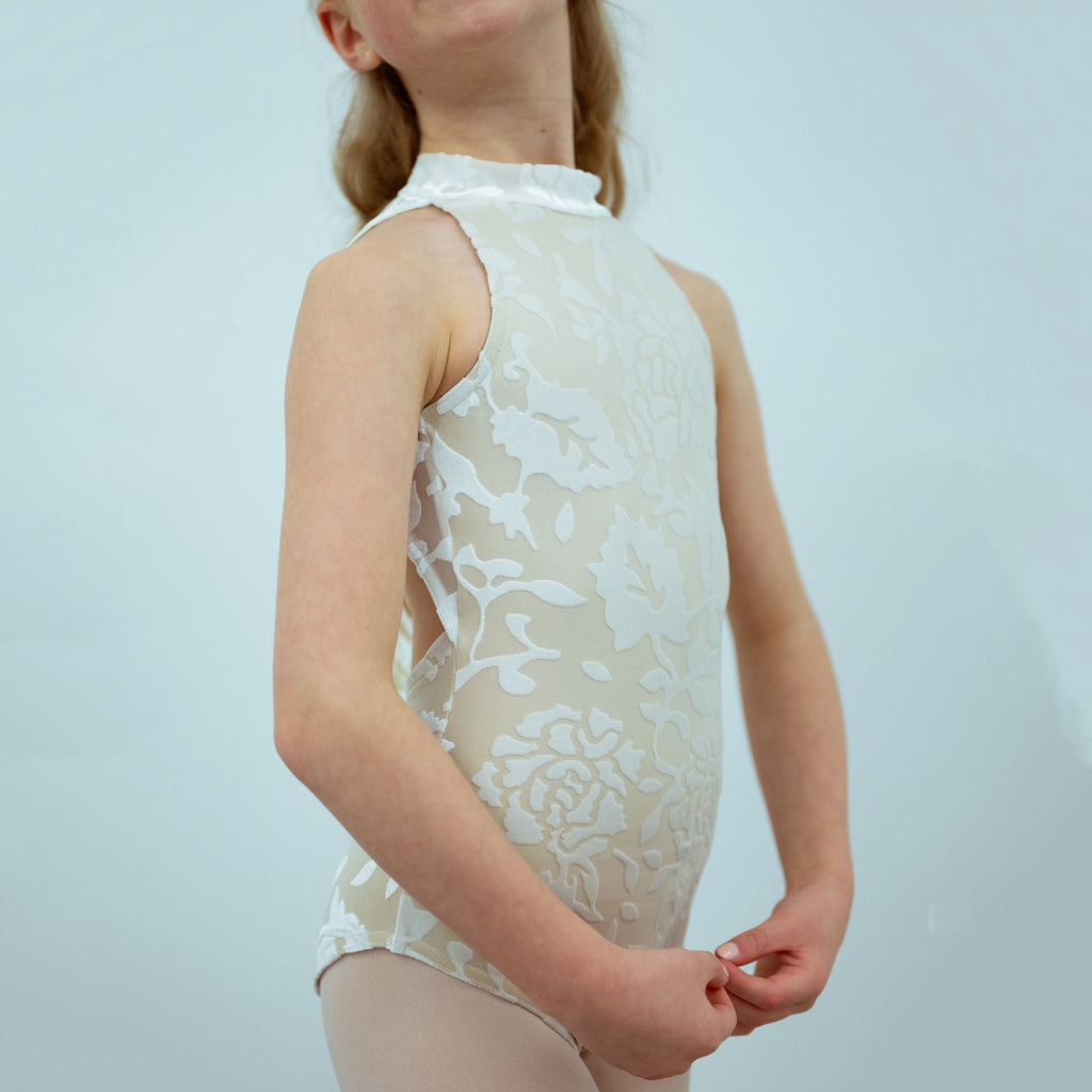 Girls White Velvet Ballet Onesies(T1517/White)