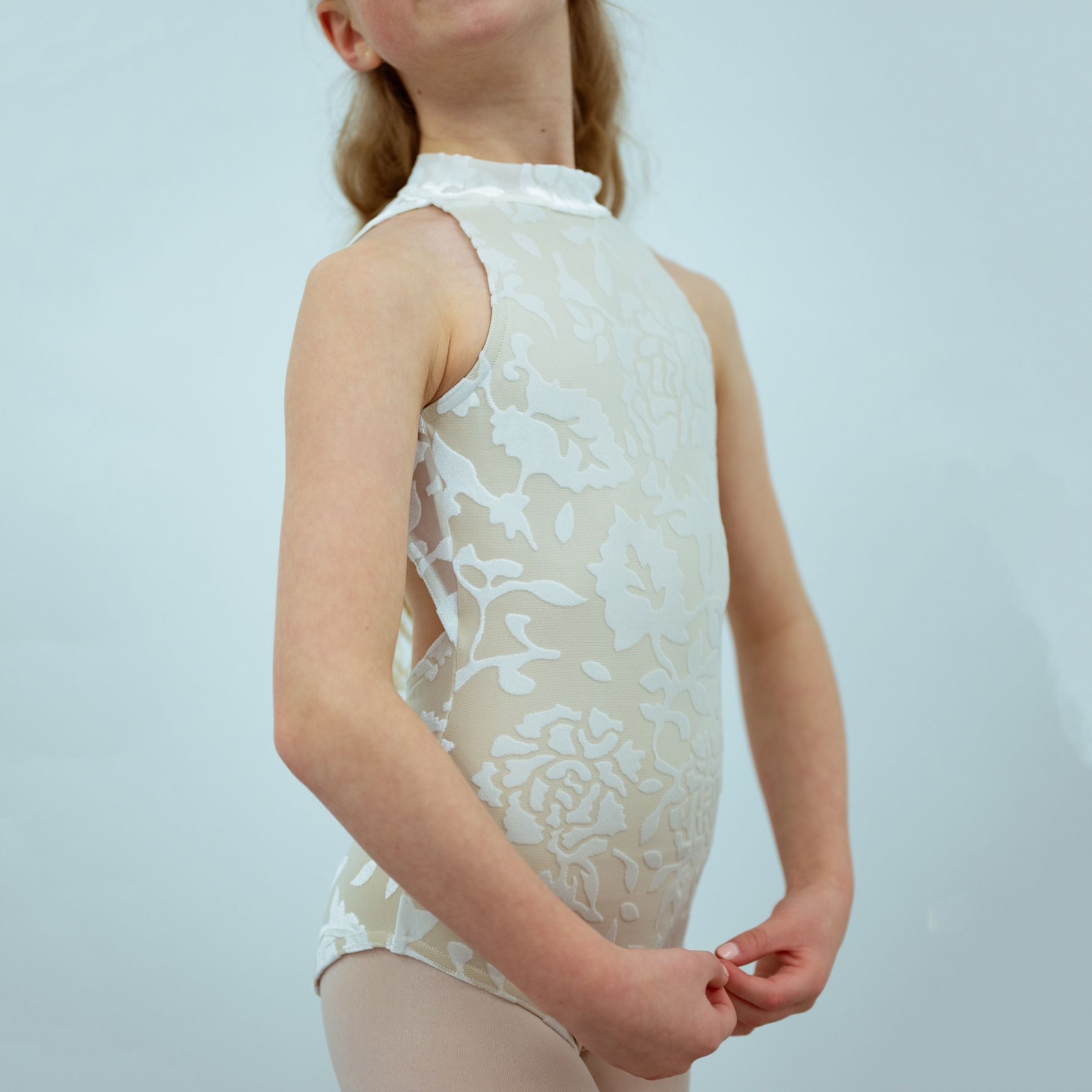 Girls White Velvet Ballet Onesies(T1517/White)