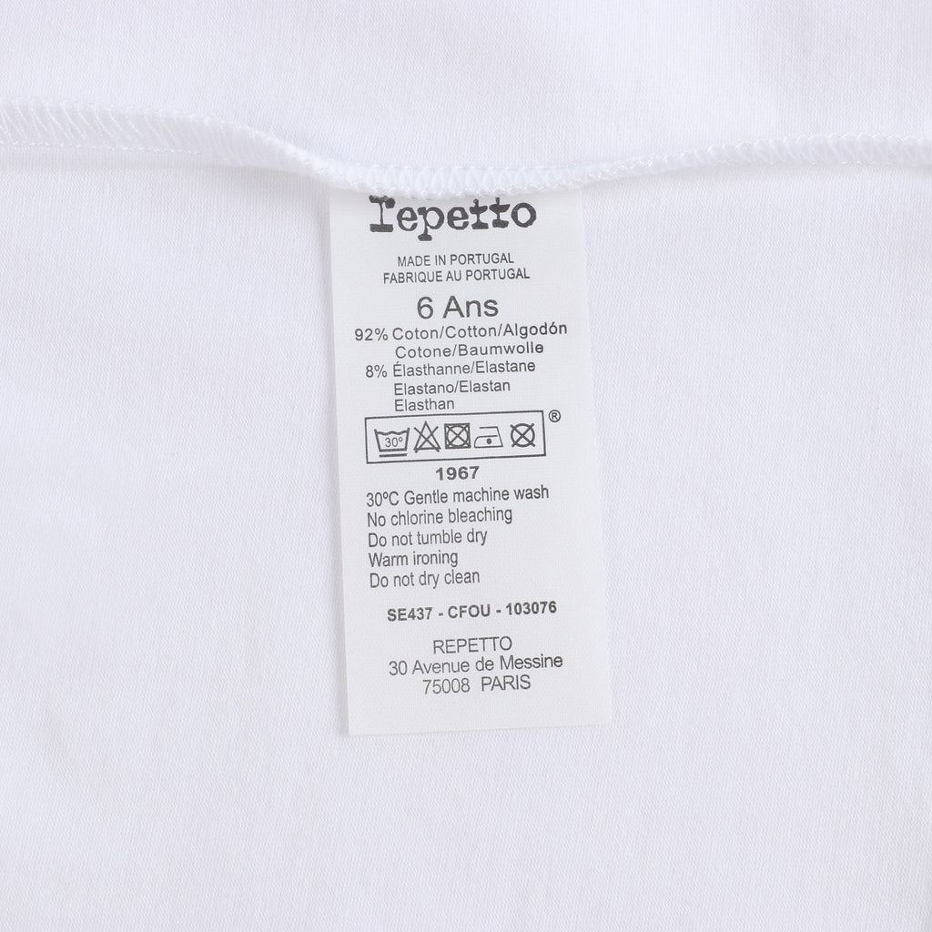 Girls White Printed Cotton T-shirt
