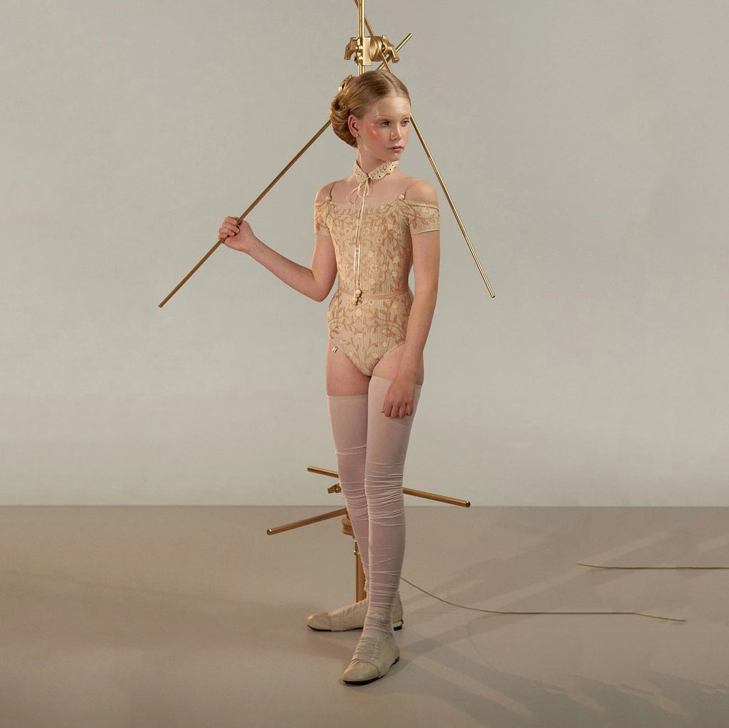 Girls Beige"ROSEWOOD INTARSIA"Ballet Onesies(J251LE24VL/pine)