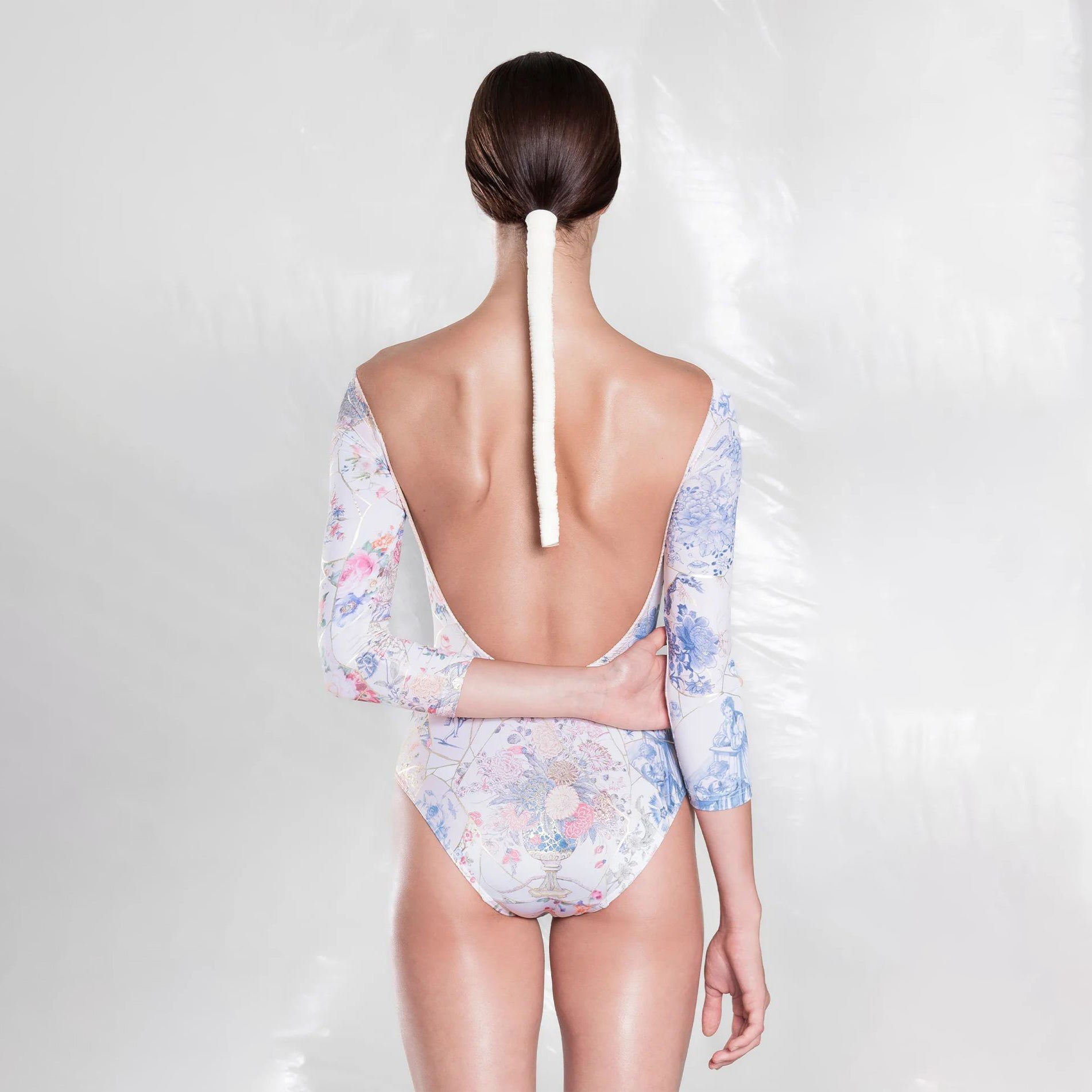Women Multicolor "KINTSUGI" Boatneck Ballet Onesies(252LE26VL/multicolor)