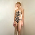 Women Black "ODETTE/ODILE" Feather Printed Ballet Onesies(253LE03VL/black & white)