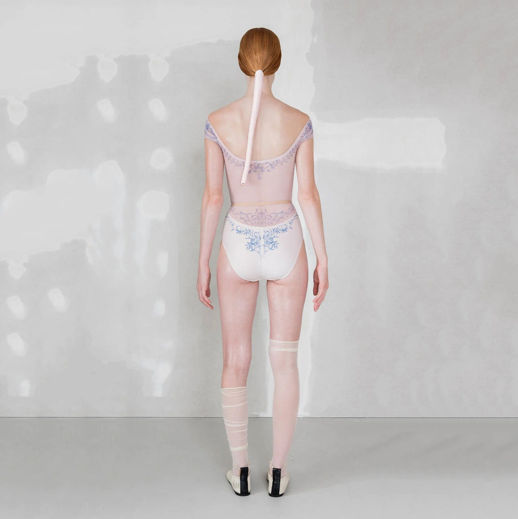 Women Pearl Blush "PORCELAIN SKIN" Ballet Onesies(252LE25VC/pearl blush/cobalt blue)