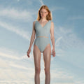 Women Sky Blue "RUCHED DOLL" Ballet Onesies(251LE72VD/sky blue)