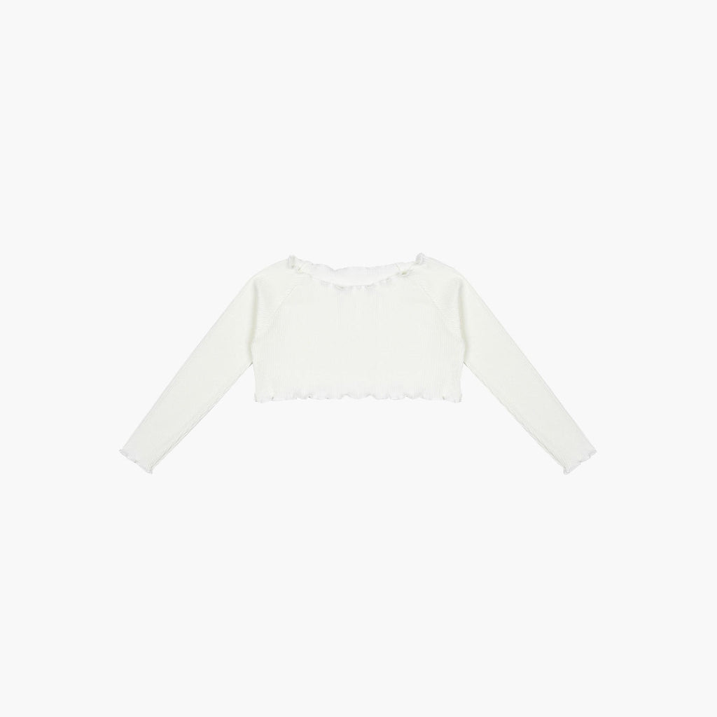 Girls White Crop Ballet T-Shirt