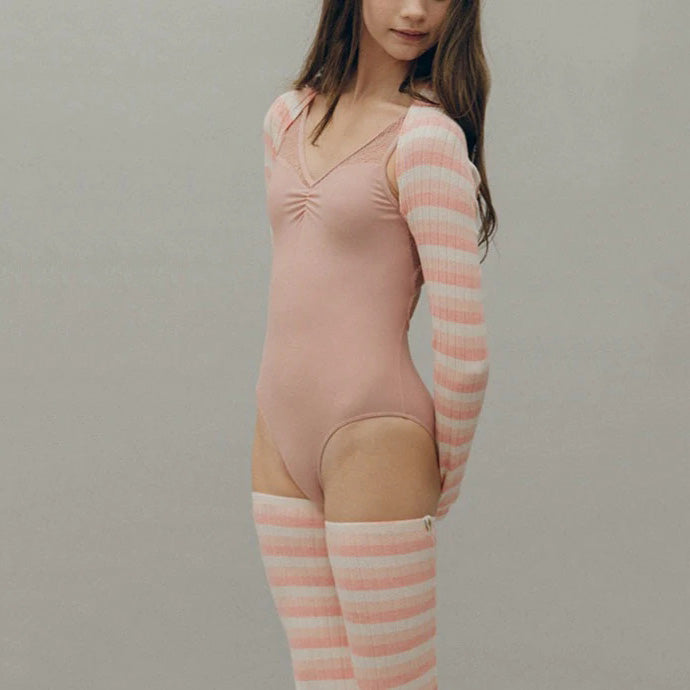 Girls Pink Stripes Ballet Shoulder Warmer