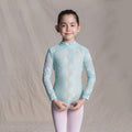 Girls Light Blue Lace Long Sleeves Ballet Onesies(1404/Blue)