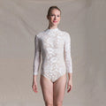 Girls White Velvet Long Sleeves Ballet Onesies(T1404/White)