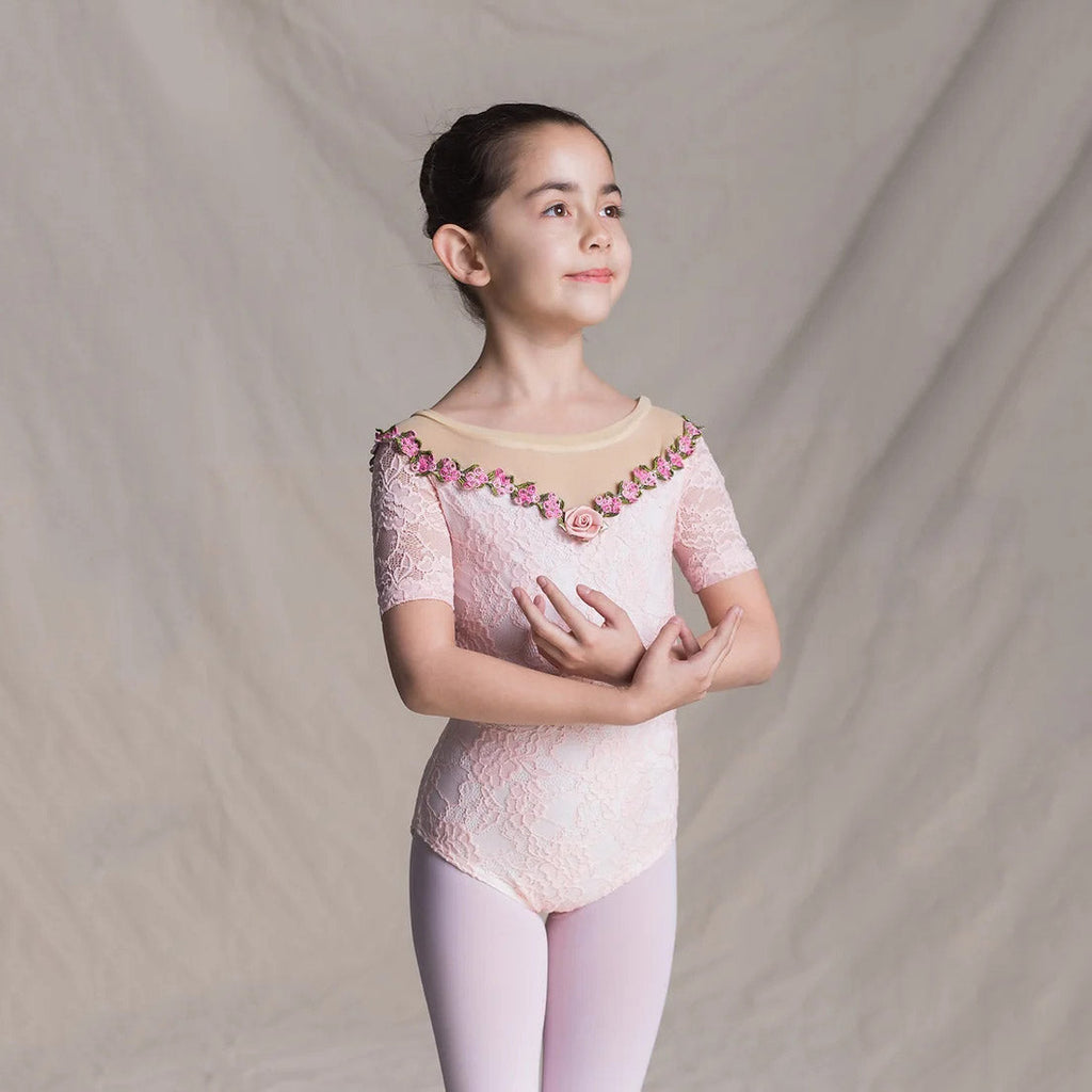 Girls Pink Lace Ballet Onesies(1507/Pink)
