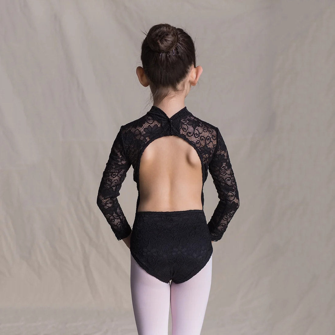 Girls Black Lace Ballet Onesies(1404/Black)